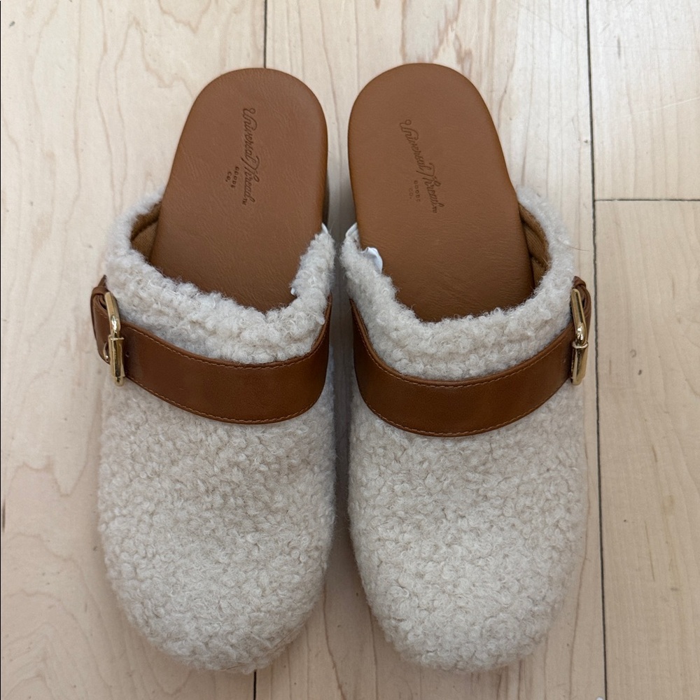 Universal Thread Cream and Brown Mules